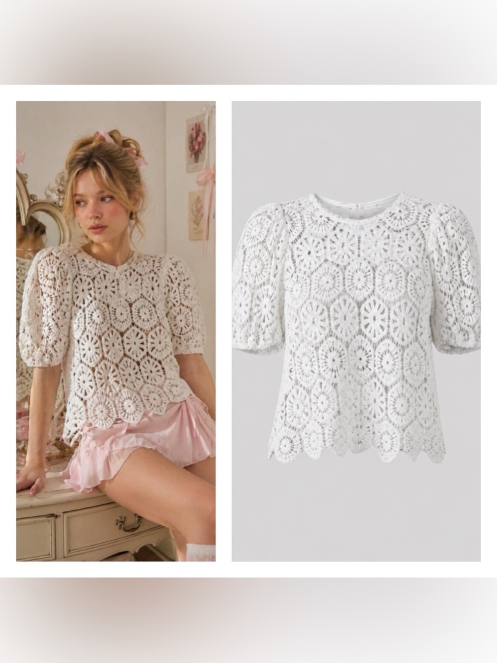Womens Crochet Blouse Top Small Coquette Coachella Balletcore Fairy Festival